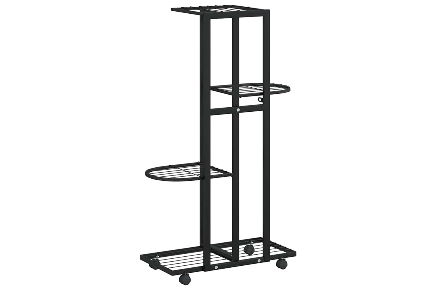 vidaXL 343115 4-floor Flower Stand With Wheels 44x23x80cm Black Iron-6