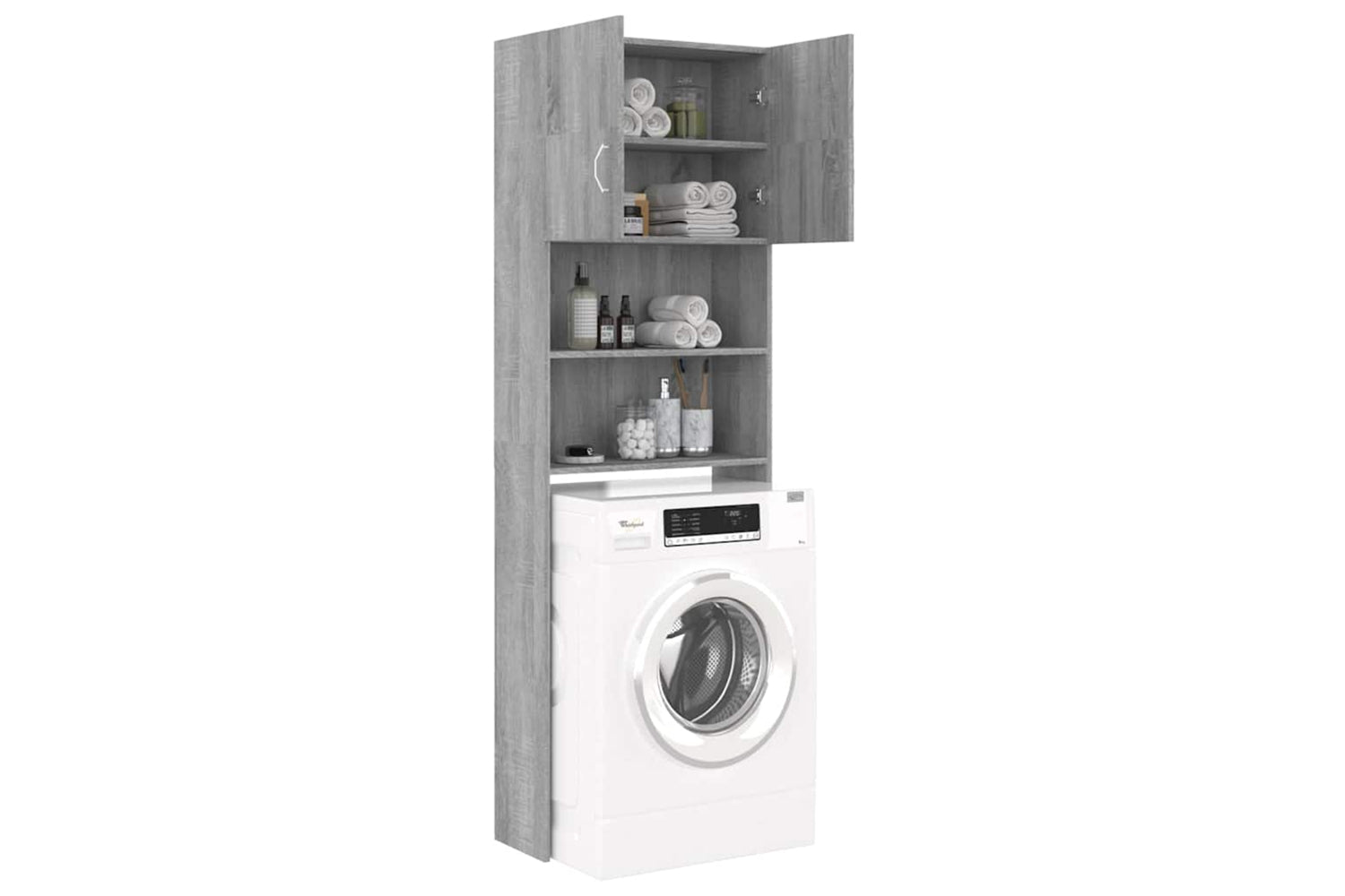 Vidaxl Washing Machine Cabinet Grey Sonoma 64x25.5x190 Cm-6
