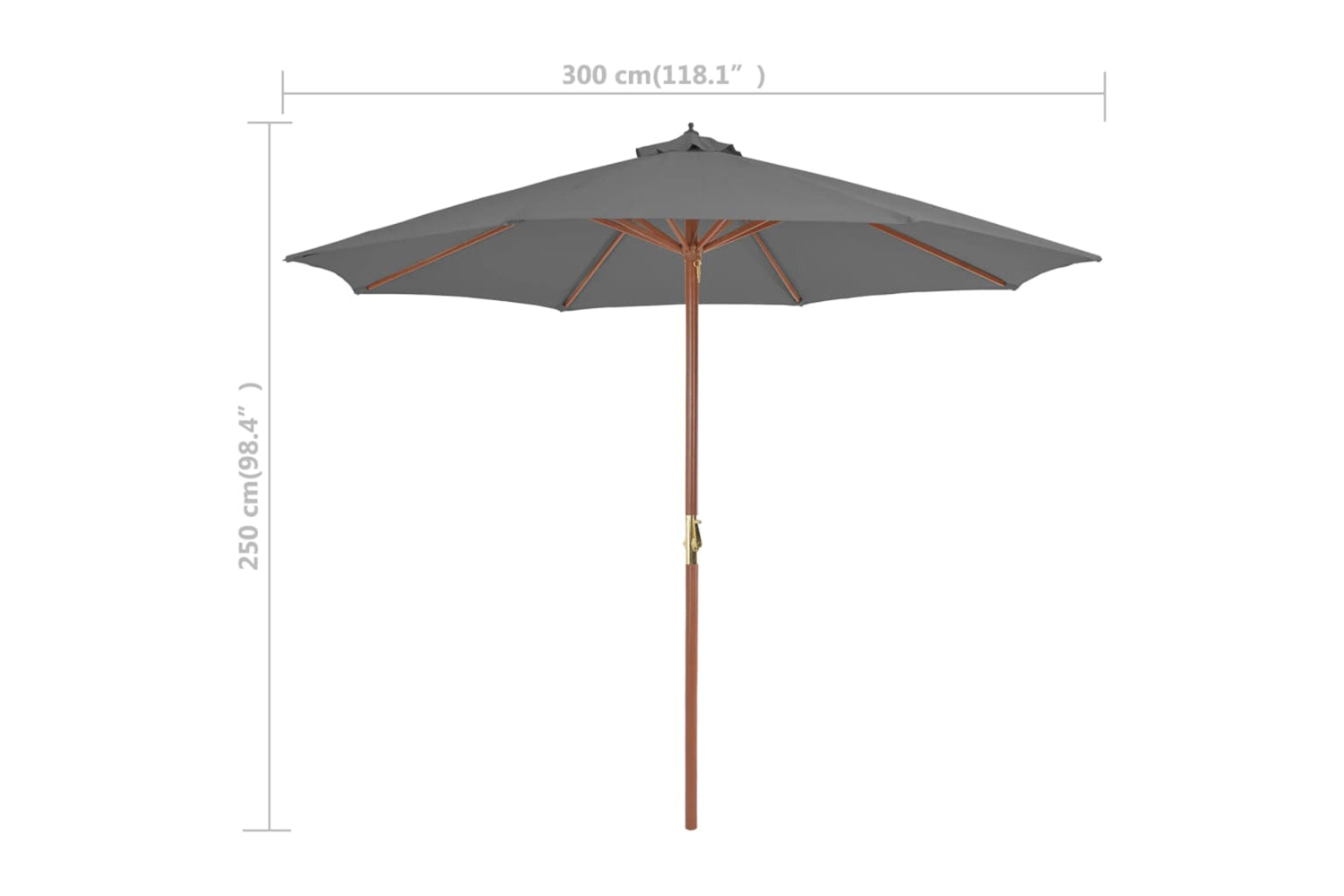 vidaXL 44495 Outdoor Parasol With Wooden Pole 300cm Anthracite-7