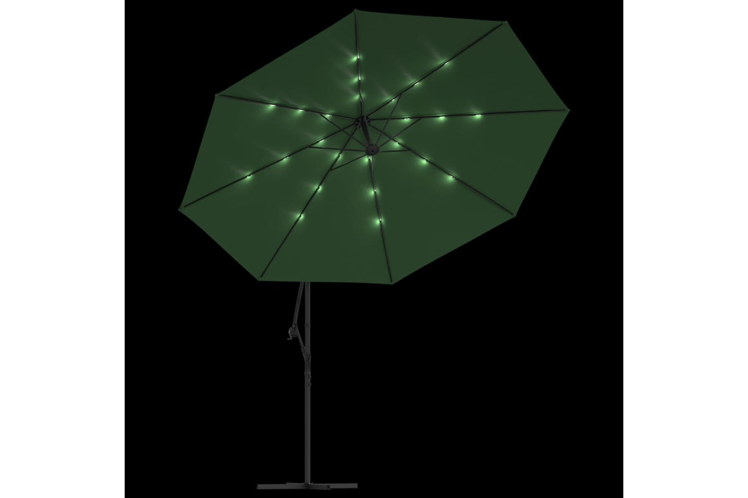 Vidaxl 44524 Cantilever Umbrella With Led Lights And Metal Pole 350 Cm Green-5