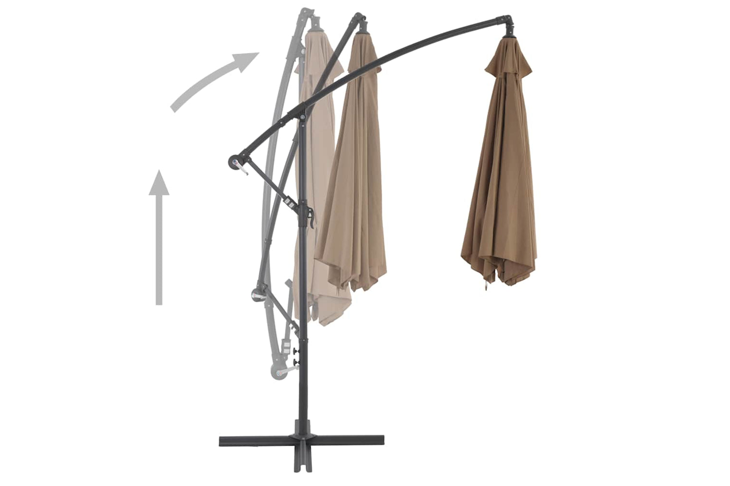 vidaXL 44510 Cantilever Umbrella With Aluminium Pole 300cm Taupe-4