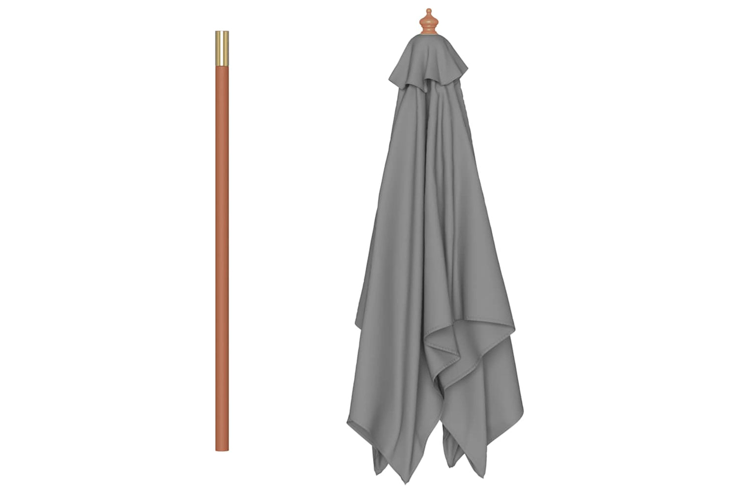 vidaXL 44535 Outdoor Parasol With Wooden Pole 150x200cm Anthracite-4