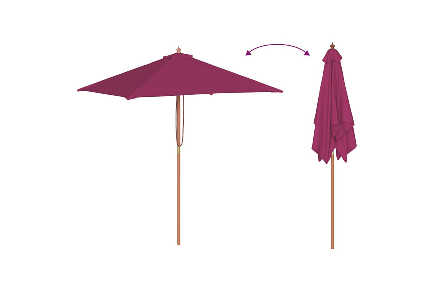 vidaXL 44537 Outdoor Parasol With Wooden Pole 150x200cm Bordeaux Red-5