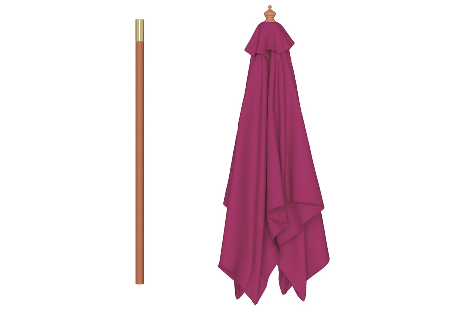 vidaXL 44537 Outdoor Parasol With Wooden Pole 150x200cm Bordeaux Red-4