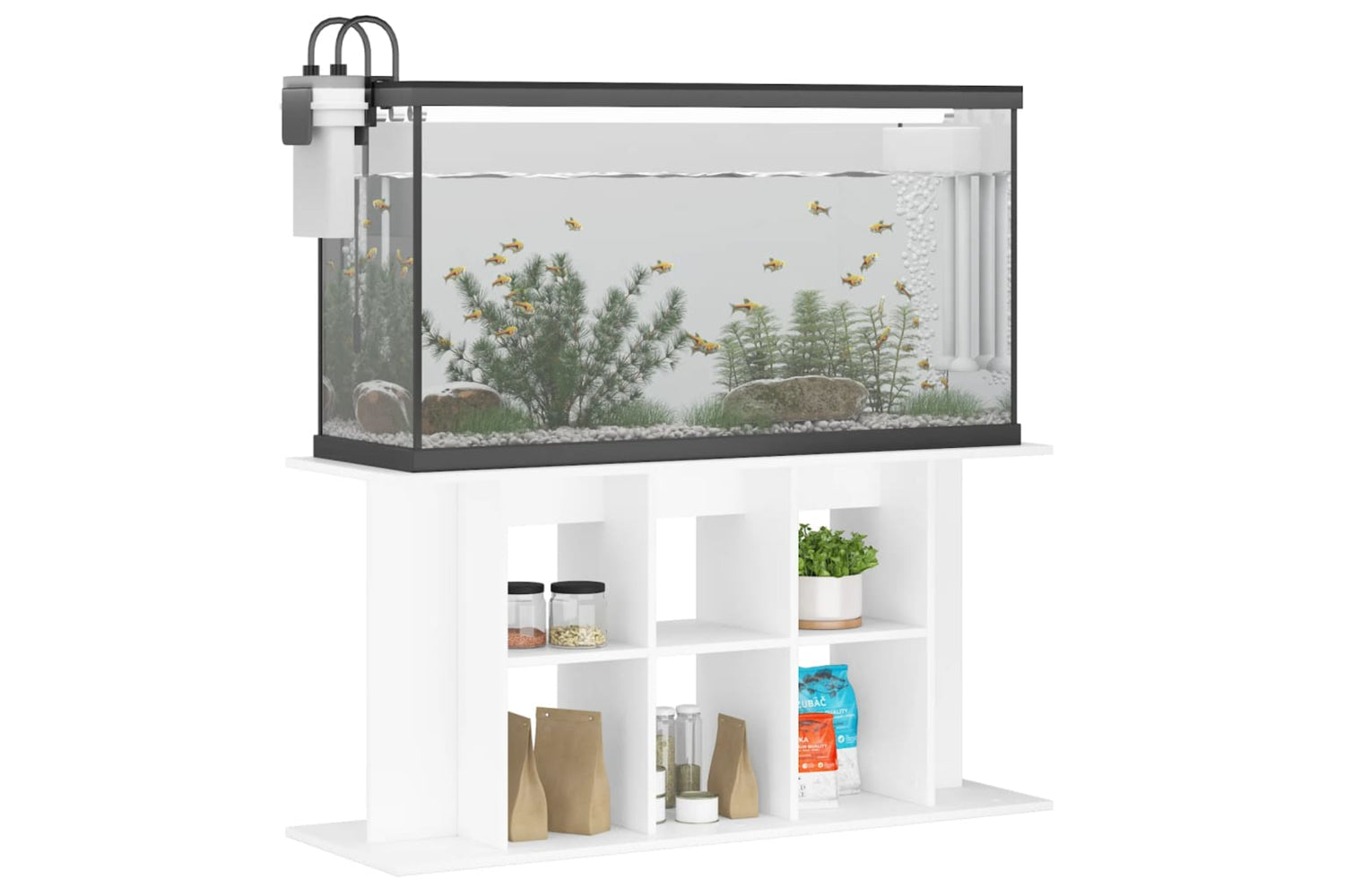 vidaXL 833591 Aquarium Stand White 120x40x60cm Engineered Wood-2