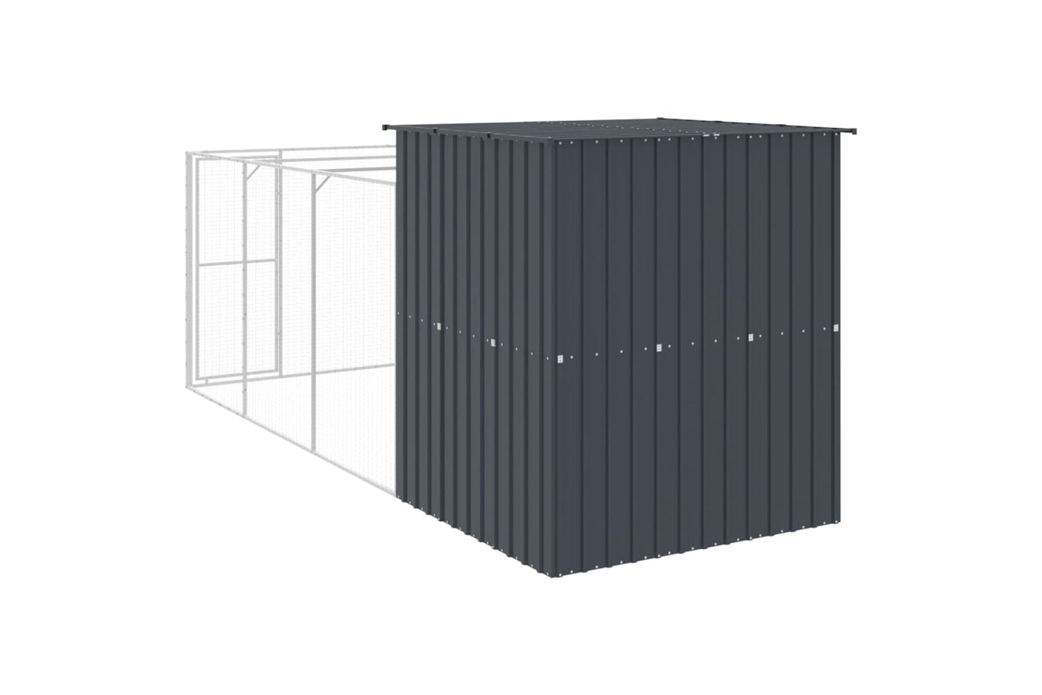 vidaXL 3189099 Dog House With Run Anthracite 165x455x181cm Galvanised Steel-4