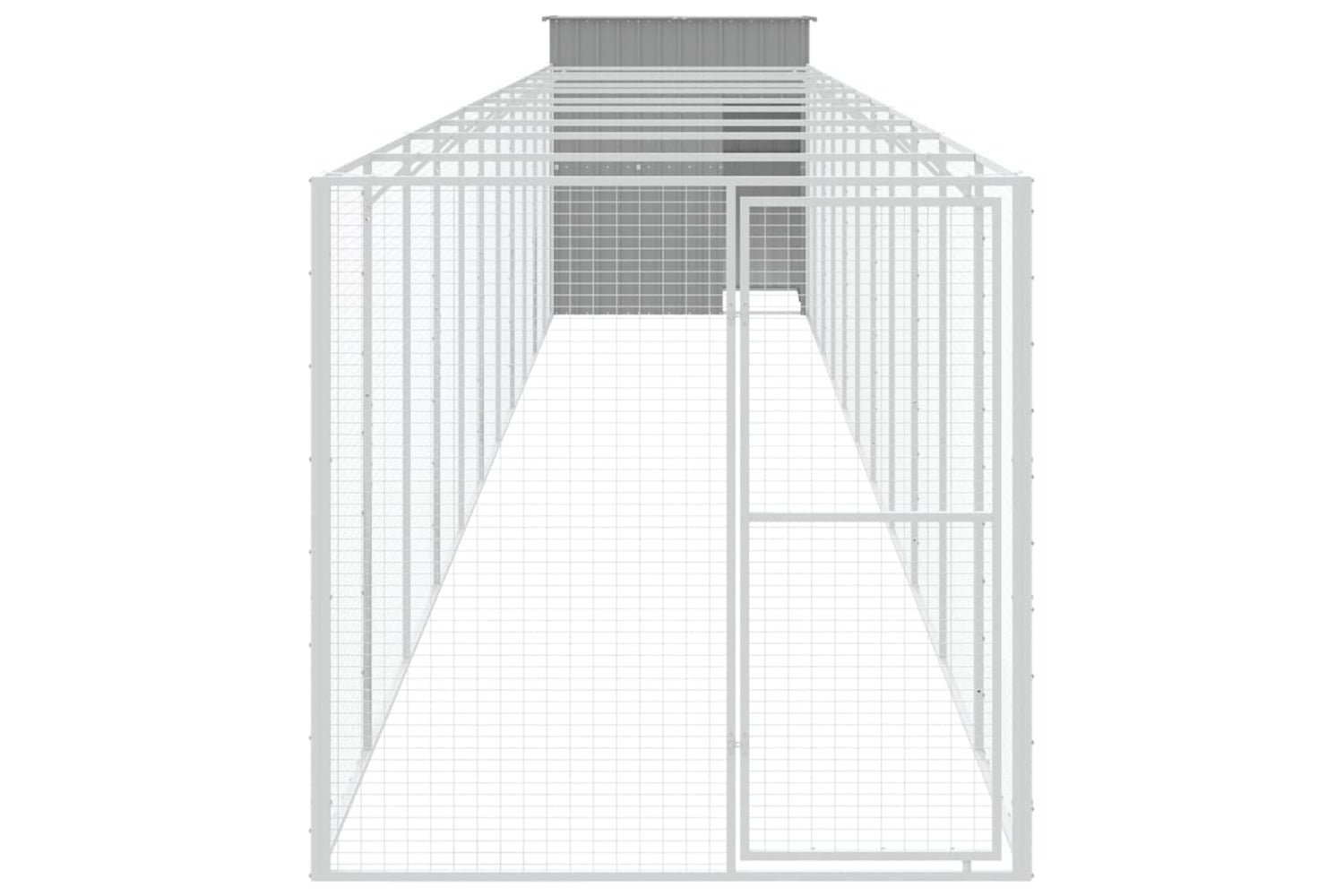 vidaXL 3189108 Dog House With Run Light Grey 165x1271x181cm Galvanised Steel-2