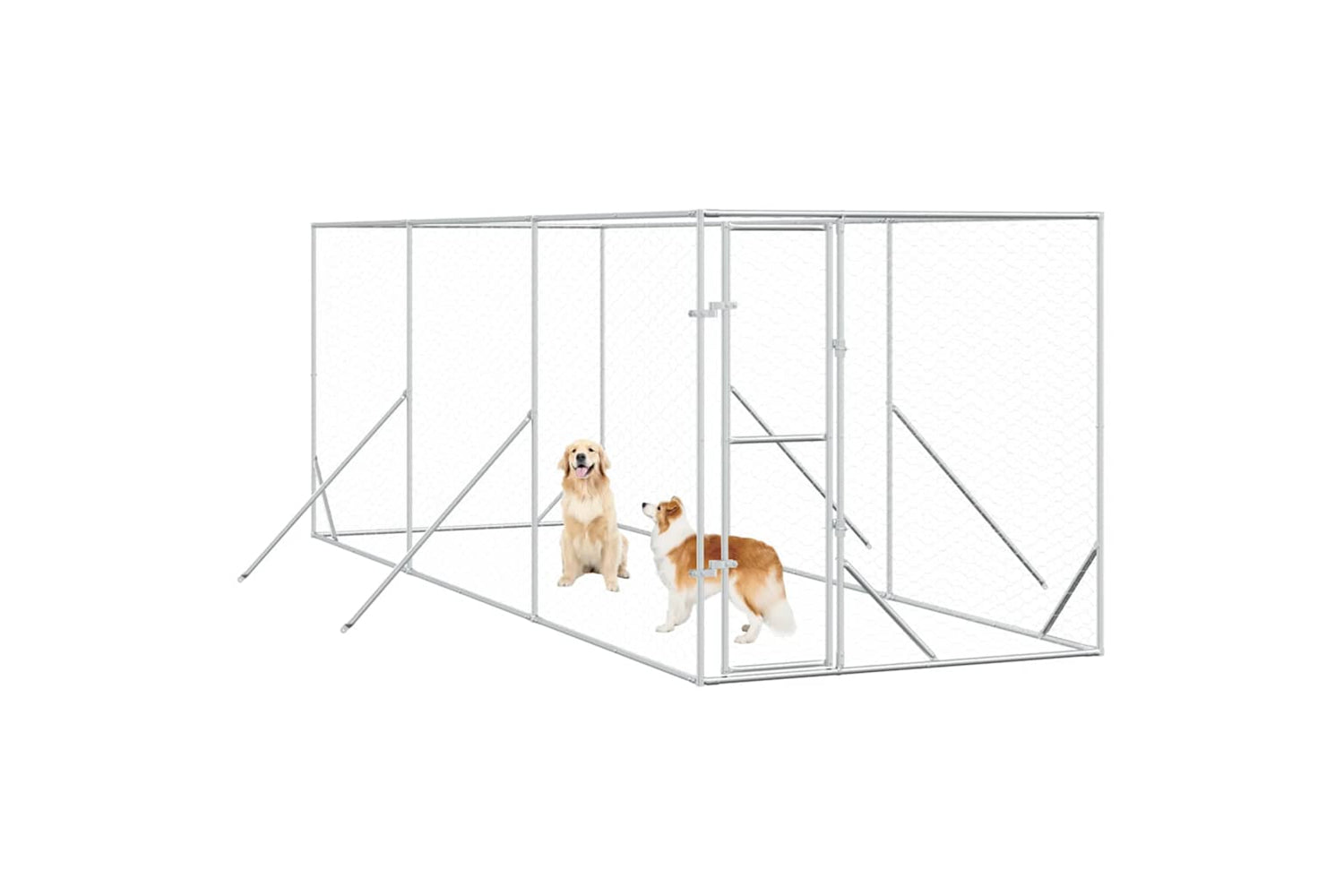 Vidaxl 3190452 Outdoor Dog Kennel Silver 2x6x2 M Galvanised Steel-2