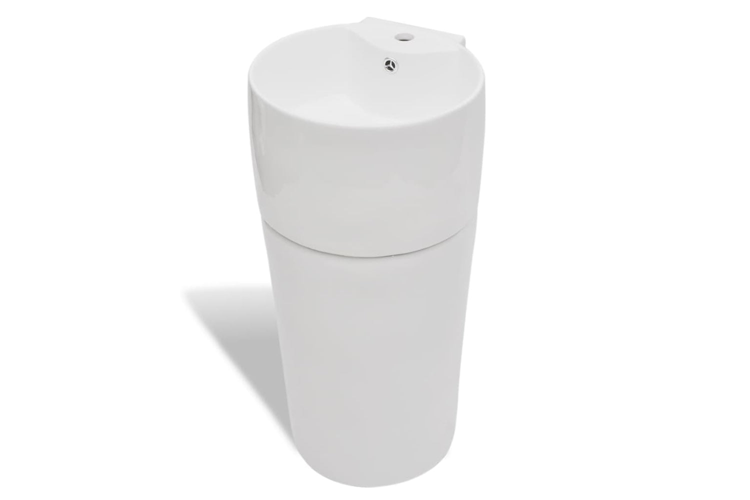 Vidaxl 141942 Ceramic Stand Bathroom Sink Basin Faucet/overflow Hole White Round-2