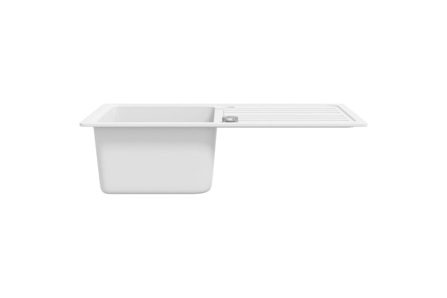 Vidaxl Granite Kitchen Sink Single Basin With Drainer Reversible Cream White-4