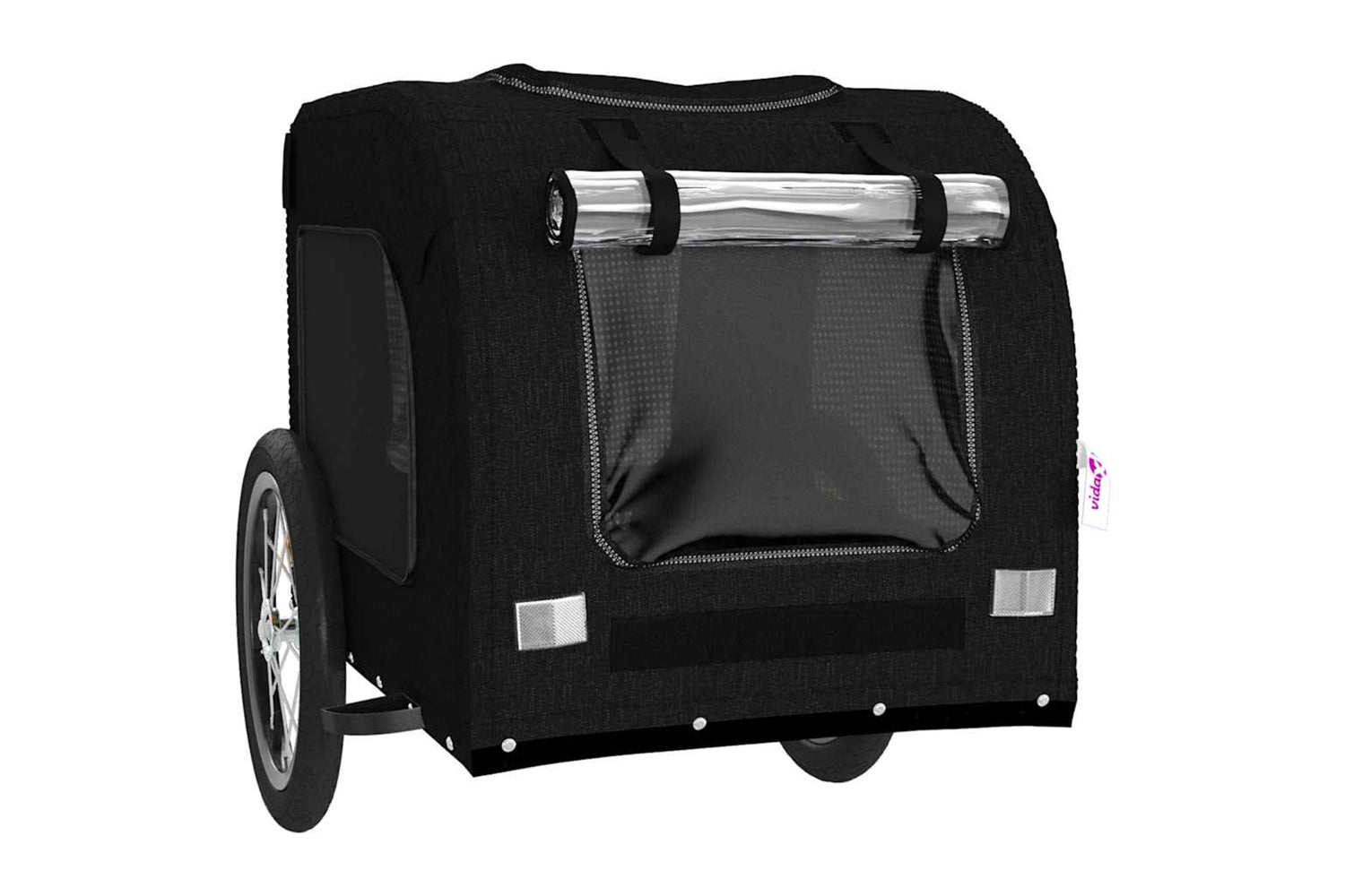 Vidaxl 93835 Pet Bike Trailer Black Oxford Fabric And Iron-4