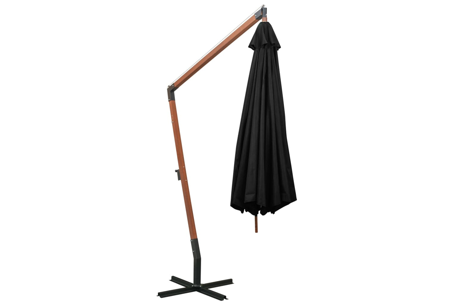 Vidaxl 313772 Hanging Parasol With Pole Black 3.5x2.9 M Solid Fir Wood-4