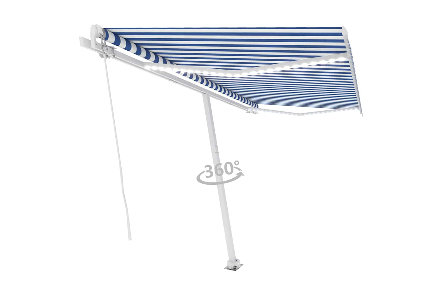 vidaXL 3069621 Manual Retractable Awning With Led 400x350cm Blue And White-2