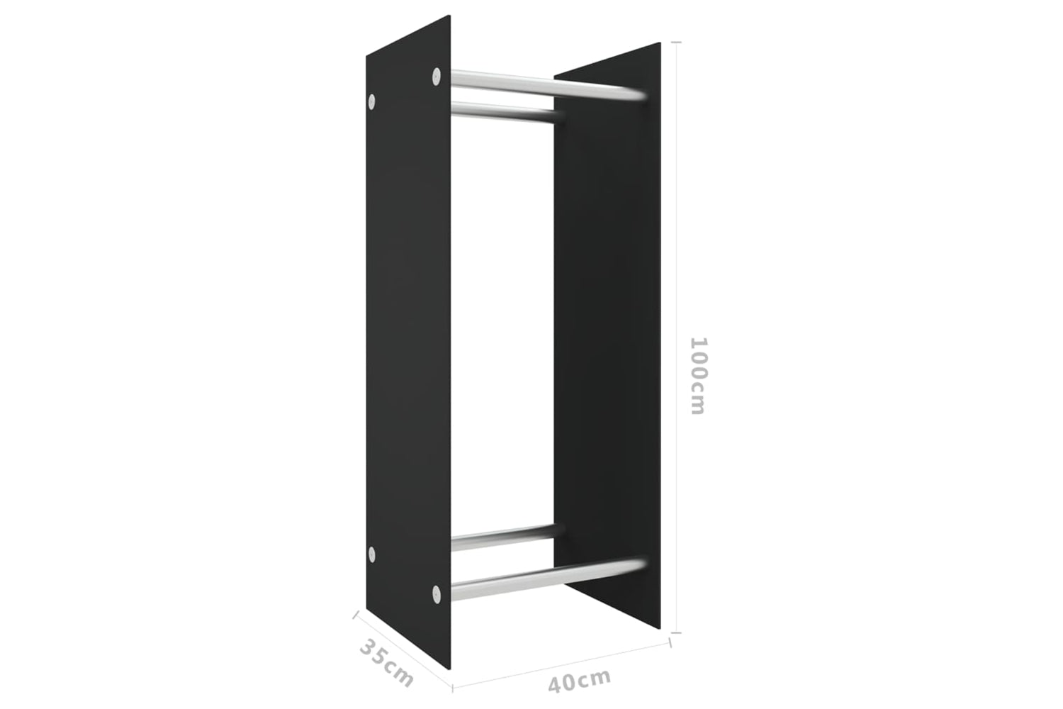vidaXL 327467 Firewood Rack Black 40x35x100cm Tempered Glass-4