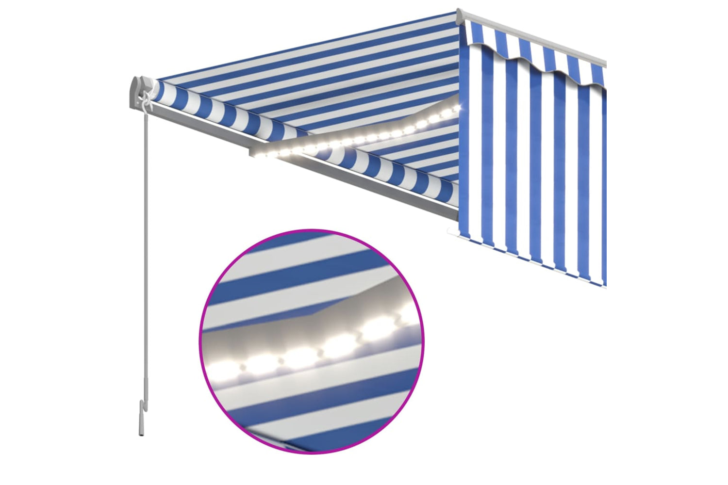 Vidaxl 3069421 Manual Retractable Awning With Blind&led 4x3m Blue&white-4