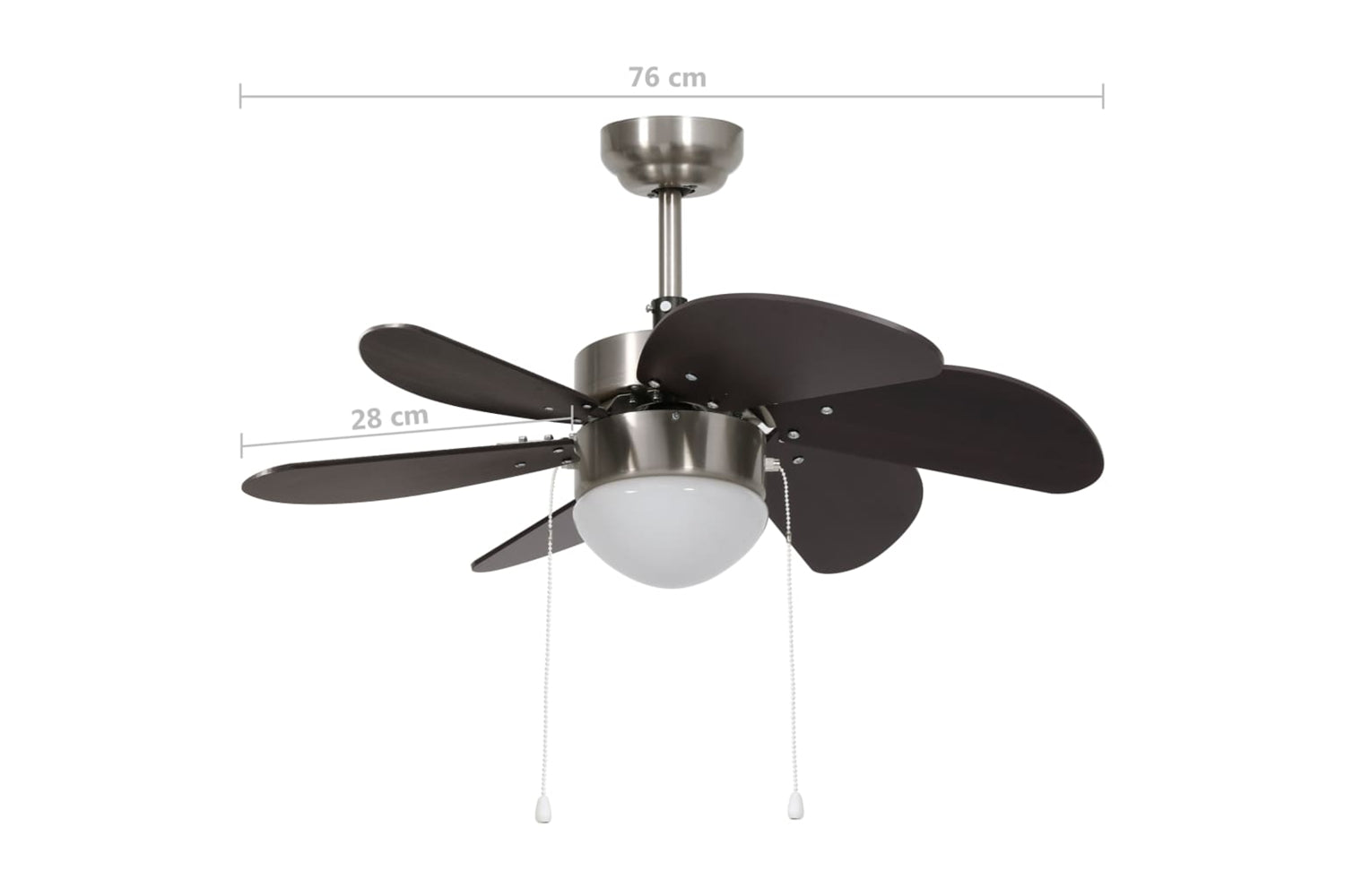 vidaXL 51488 Ceiling Fan With Light 76cm Dark Brown-7