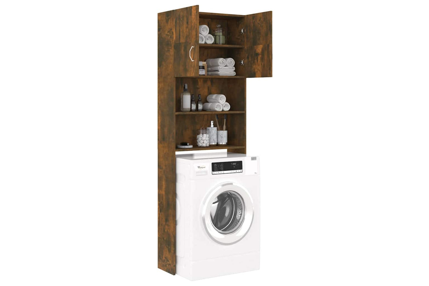 Vidaxl Washing Machine Cabinet Smoked Oak 64x25.5x190 Cm-6