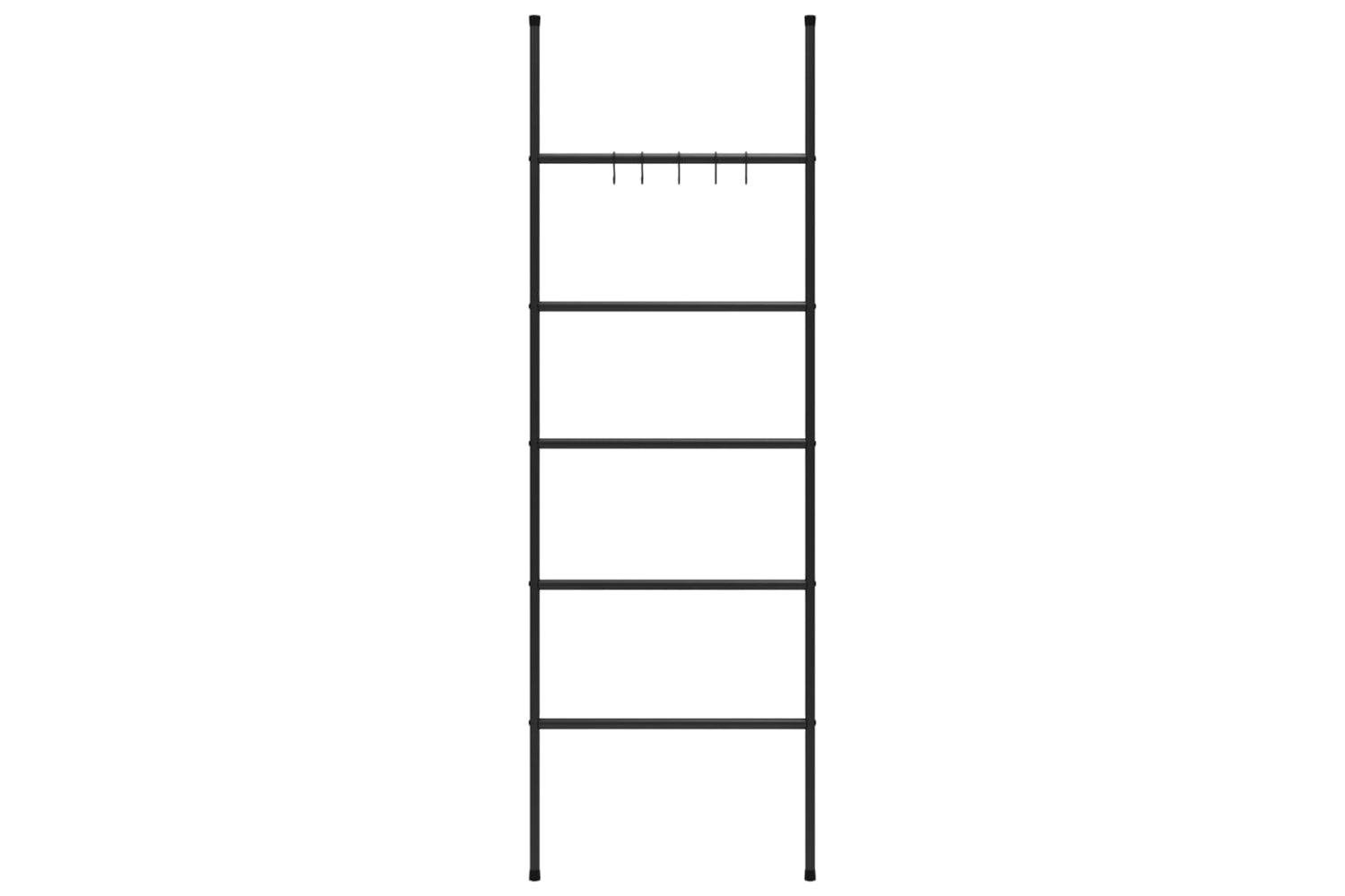 vidaXL 343114 Towel Rack Ladder With 5 Tiers Black 58x175cm Iron-2