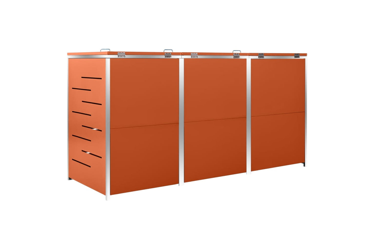 vidaXL Triple Wheelie Bin Shed 207x77.5x112.5cm Stainless Steel-6