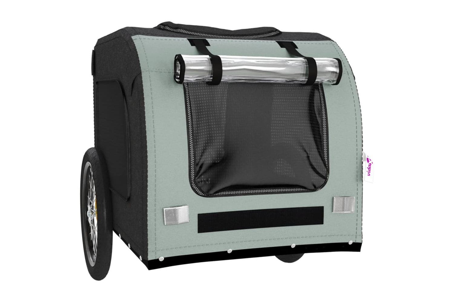 Vidaxl 93839 Pet Bike Trailer Grey And Black Oxford Fabric&iron-4