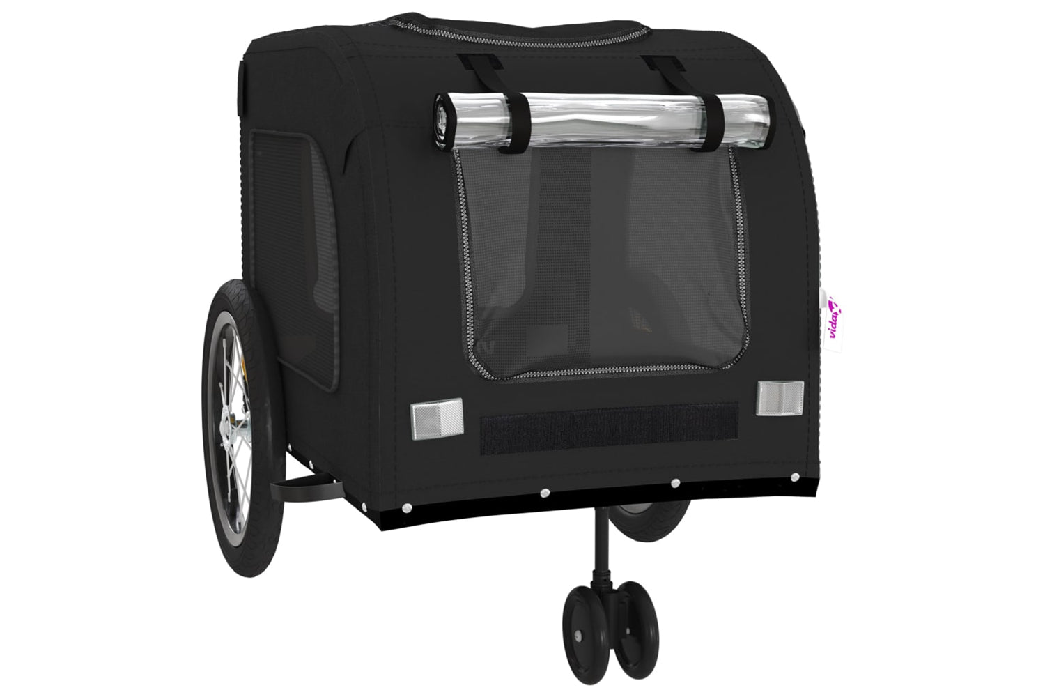 Vidaxl 93856 Pet Bike Trailer Black Oxford Fabric And Iron-4