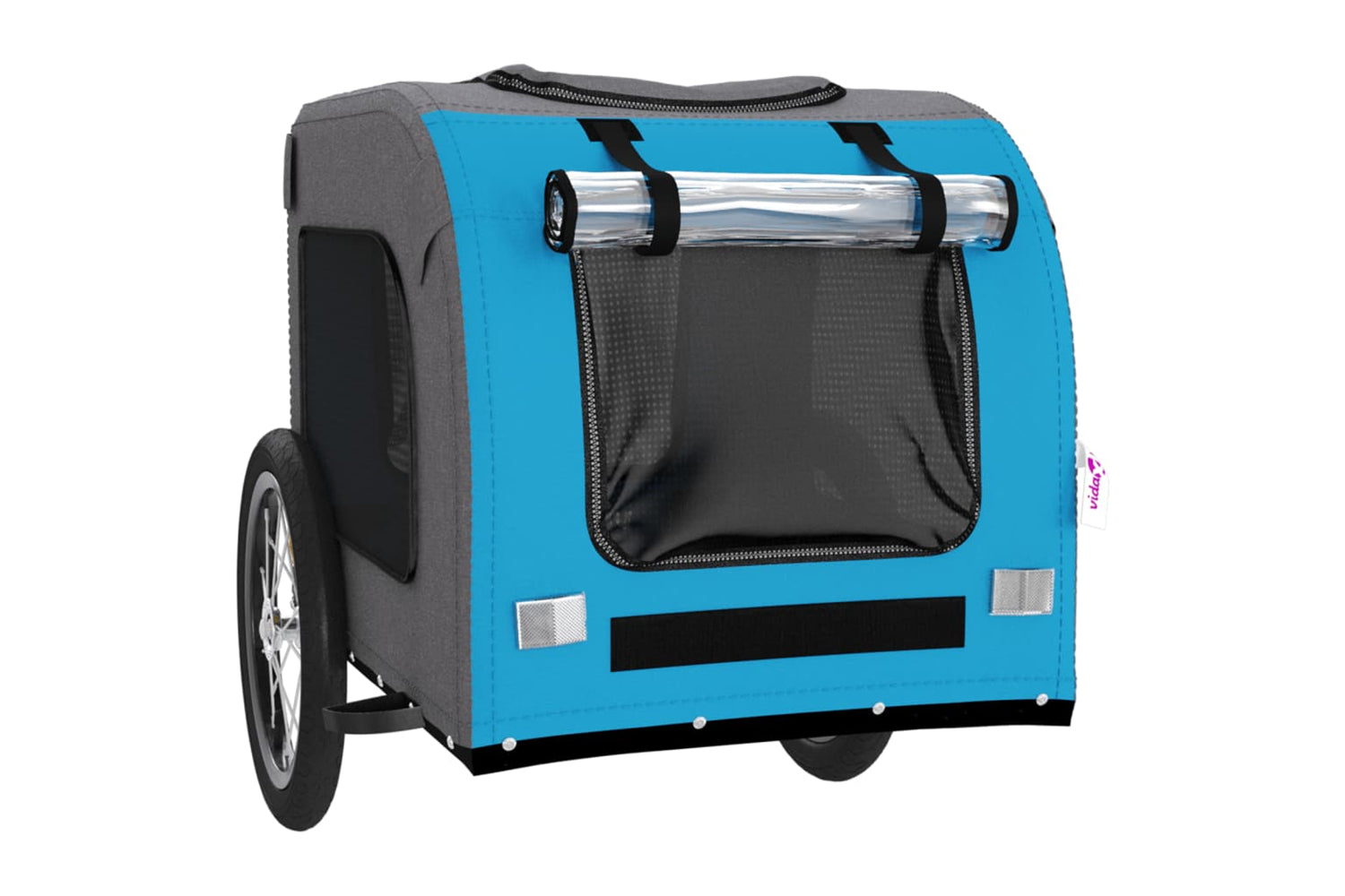 Vidaxl 93834 Pet Bike Trailer Blue And Grey Oxford Fabric And Iron-4