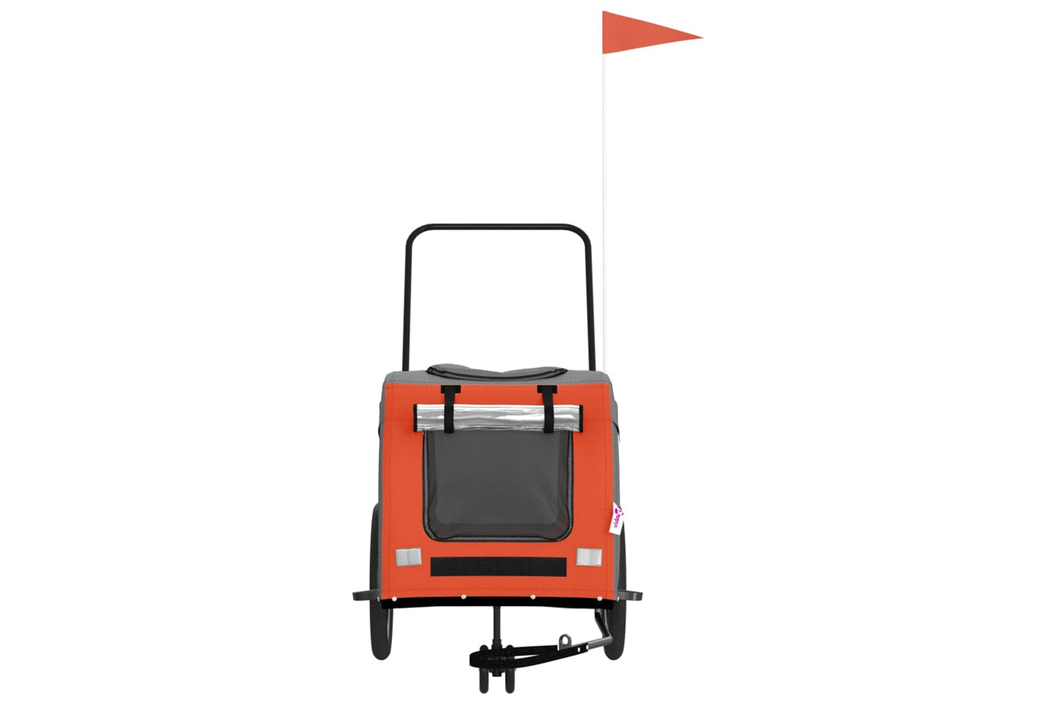 Vidaxl 93851 Pet Bike Trailer Orange And Grey Oxford Fabric And Iron-3