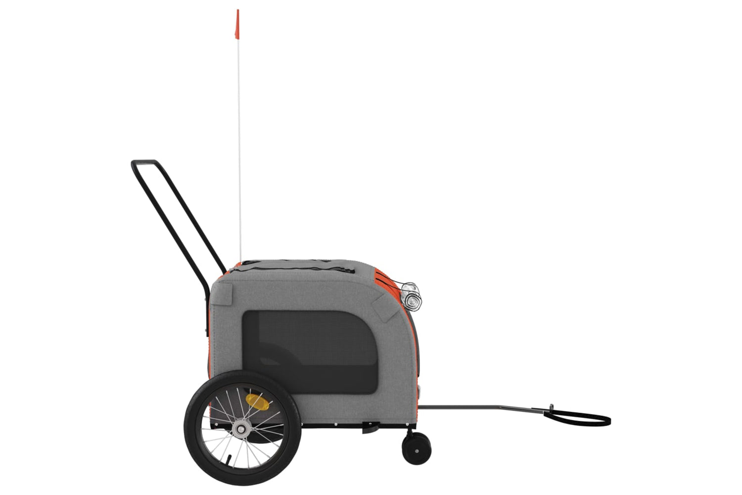 Vidaxl 93851 Pet Bike Trailer Orange And Grey Oxford Fabric And Iron-5