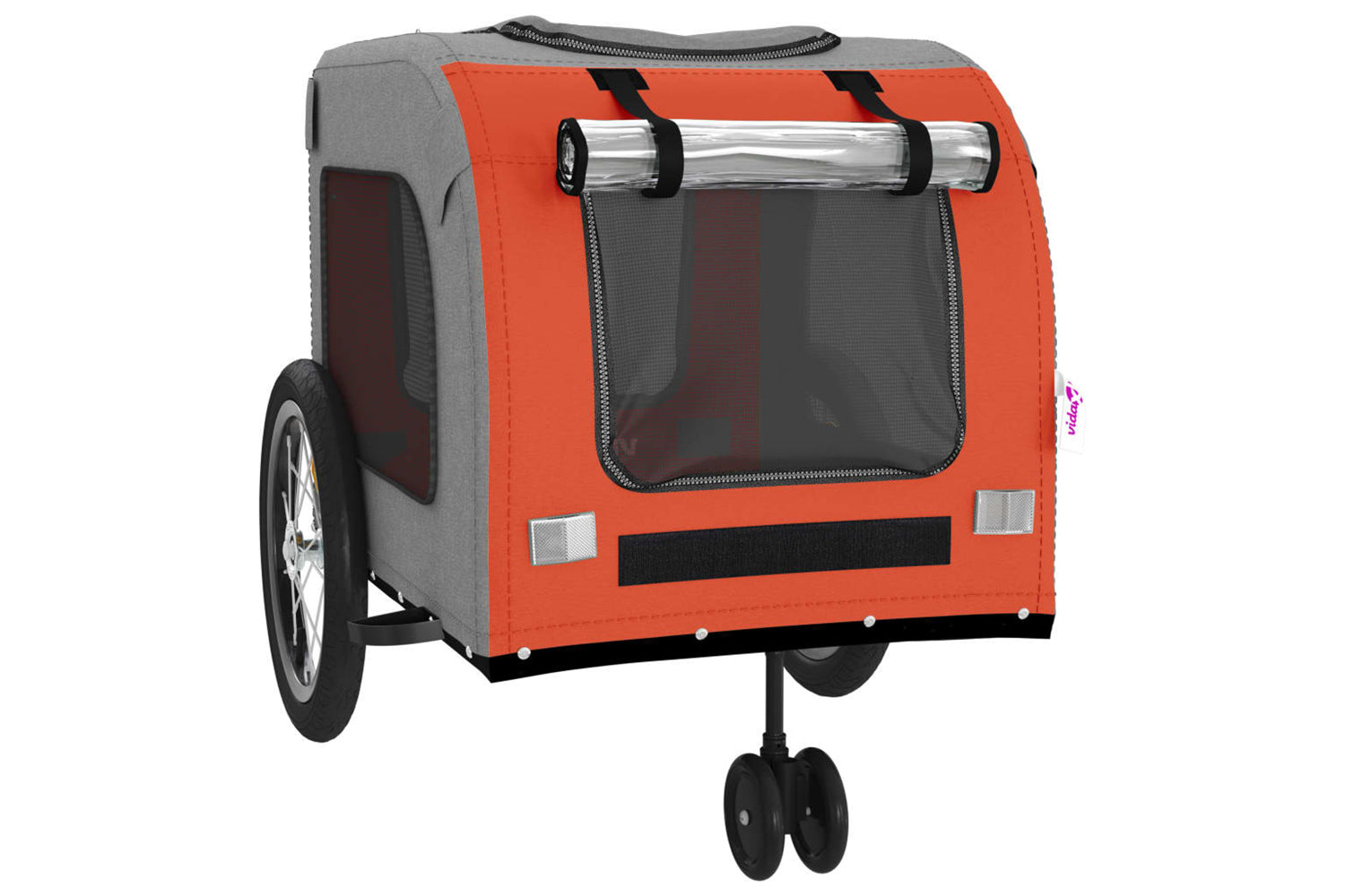 Vidaxl 93851 Pet Bike Trailer Orange And Grey Oxford Fabric And Iron-4