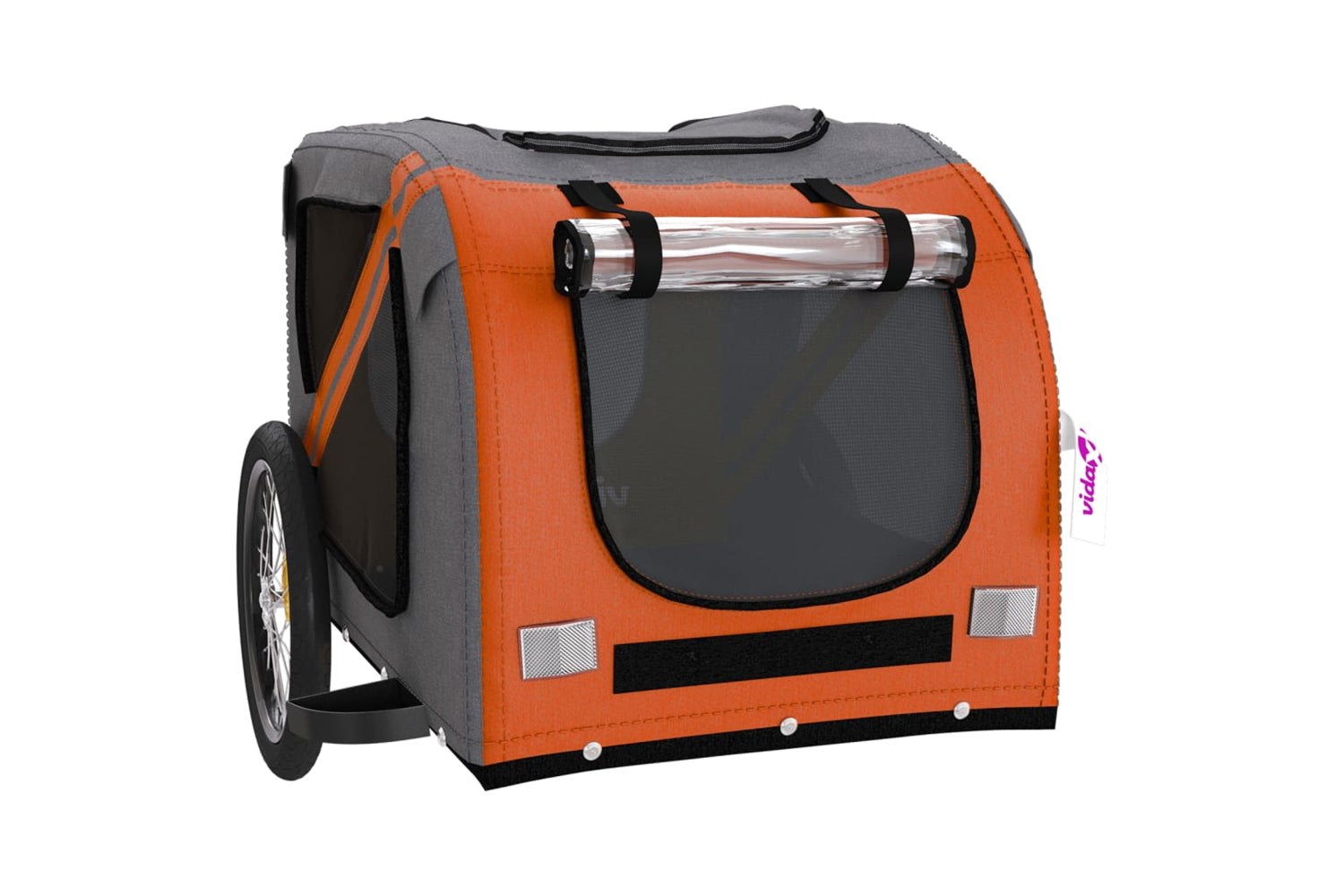Vidaxl 93879 Pet Bike Trailer Orange And Black Oxford Fabric&iron-4
