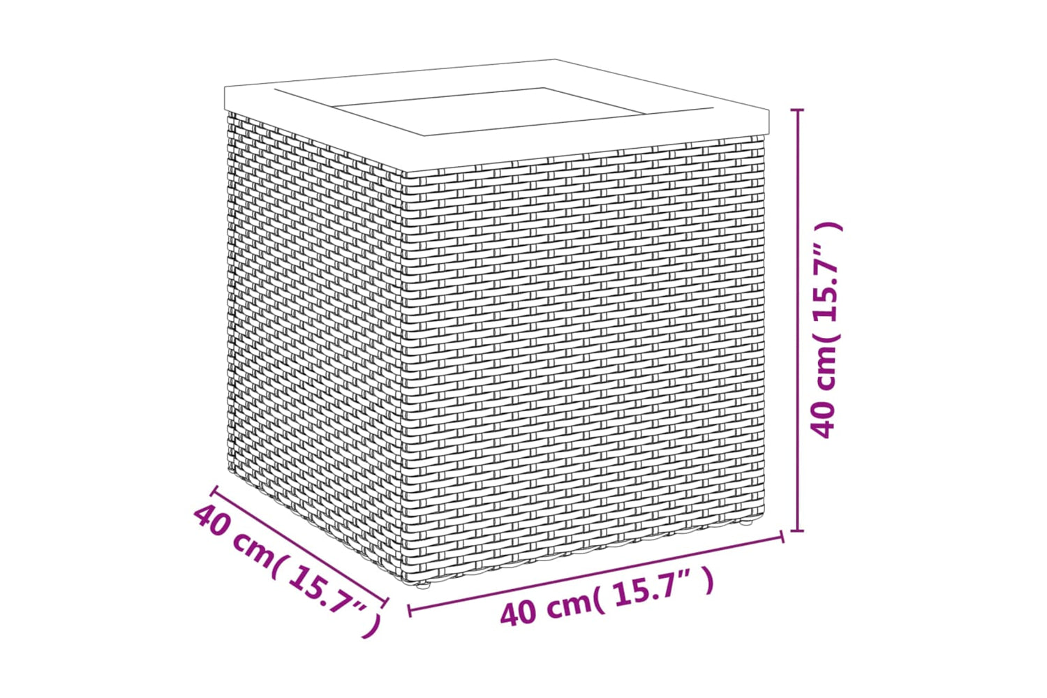 vidaXL 319414 Planter Black 40x40x40cm Poly Rattan-4