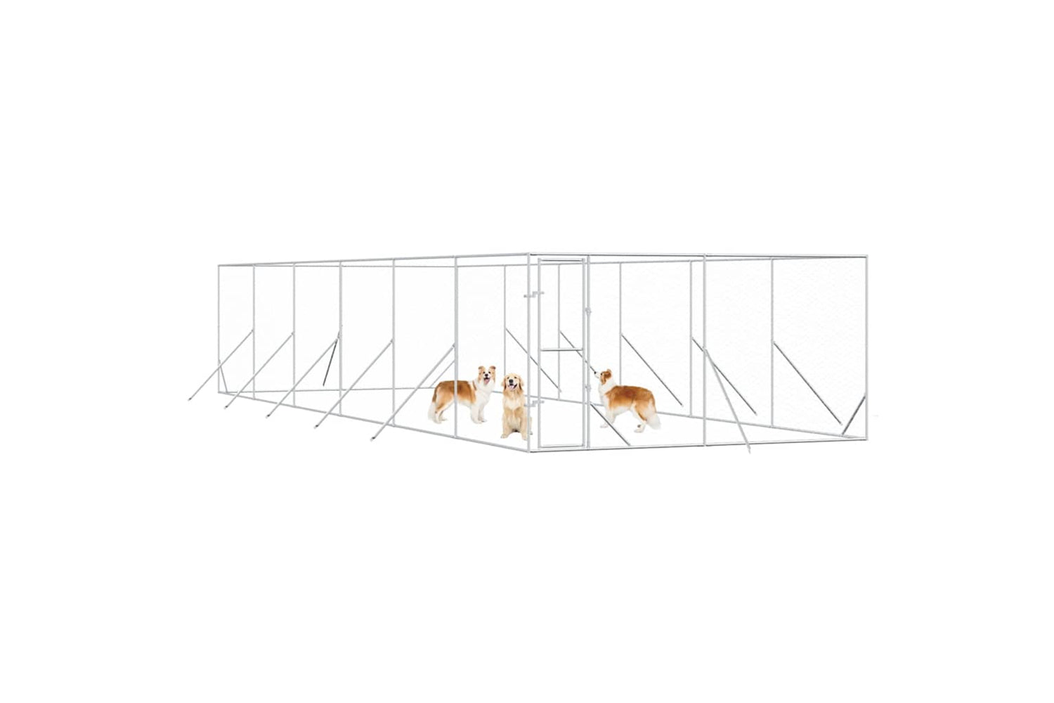 Vidaxl 3190457 Outdoor Dog Kennel Silver 4x12x2 M Galvanised Steel-2
