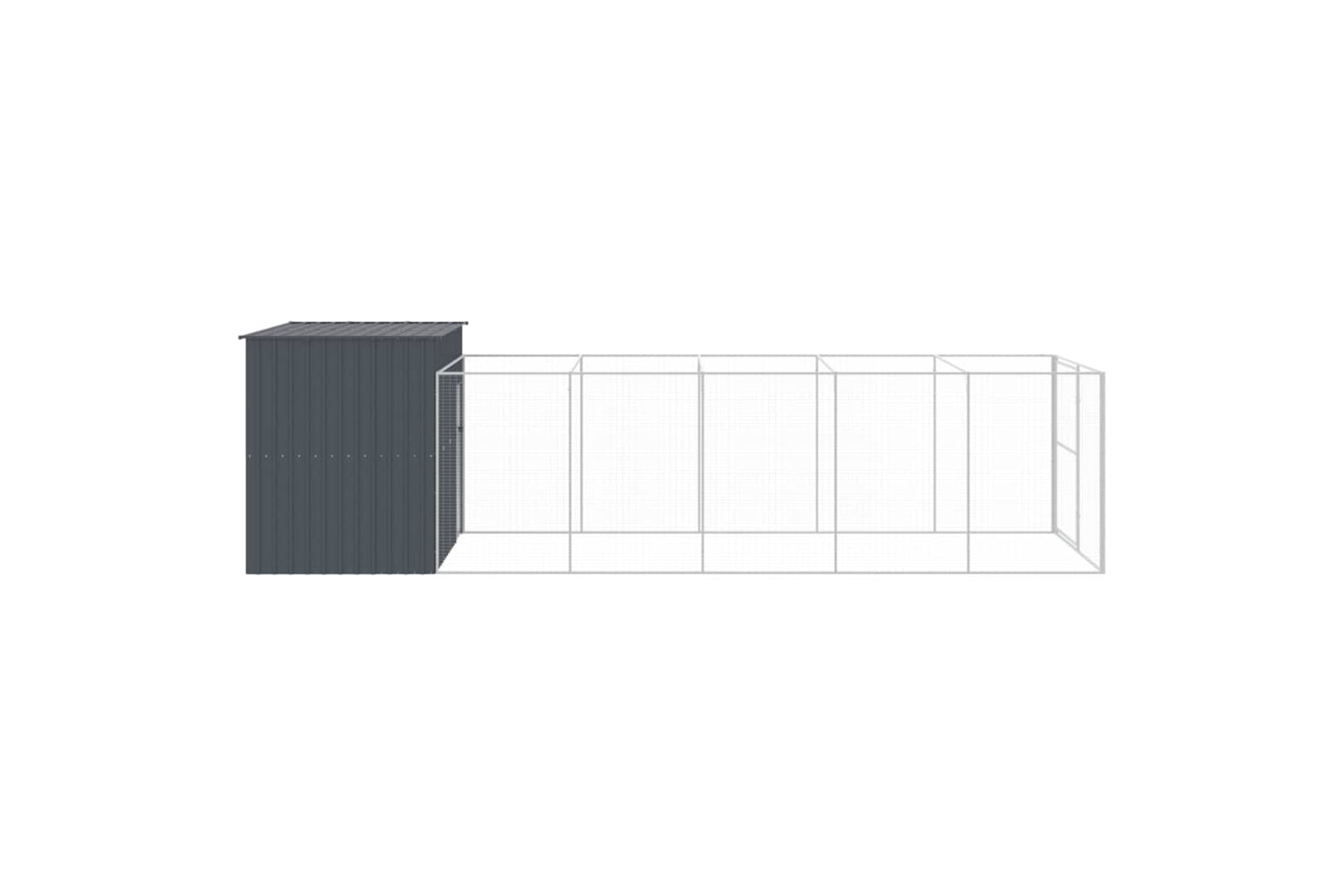 vidaXL 3189121 Dog House With Run Anthracite 214x661x181cm Galvanised Steel-3