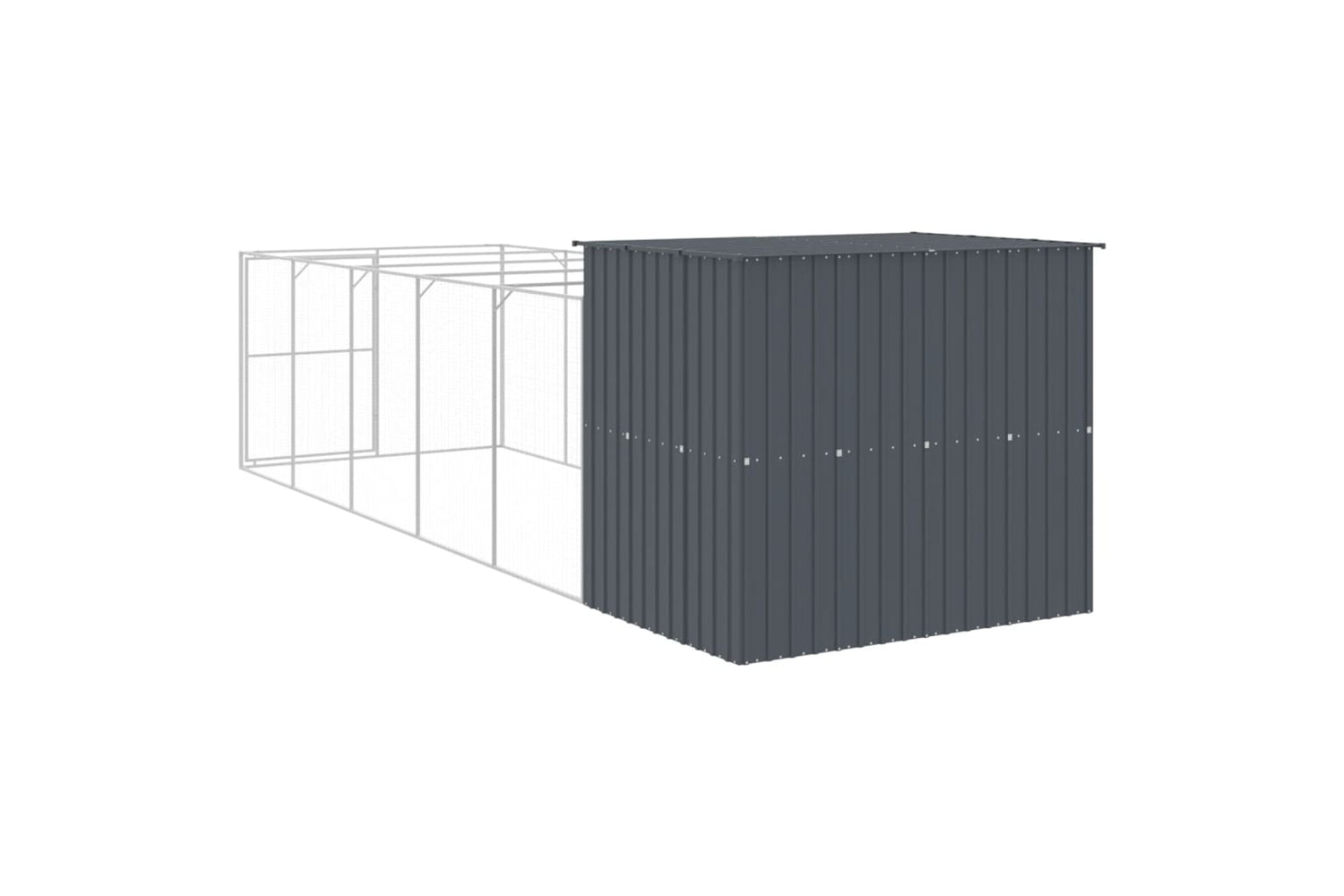 vidaXL 3189121 Dog House With Run Anthracite 214x661x181cm Galvanised Steel-4