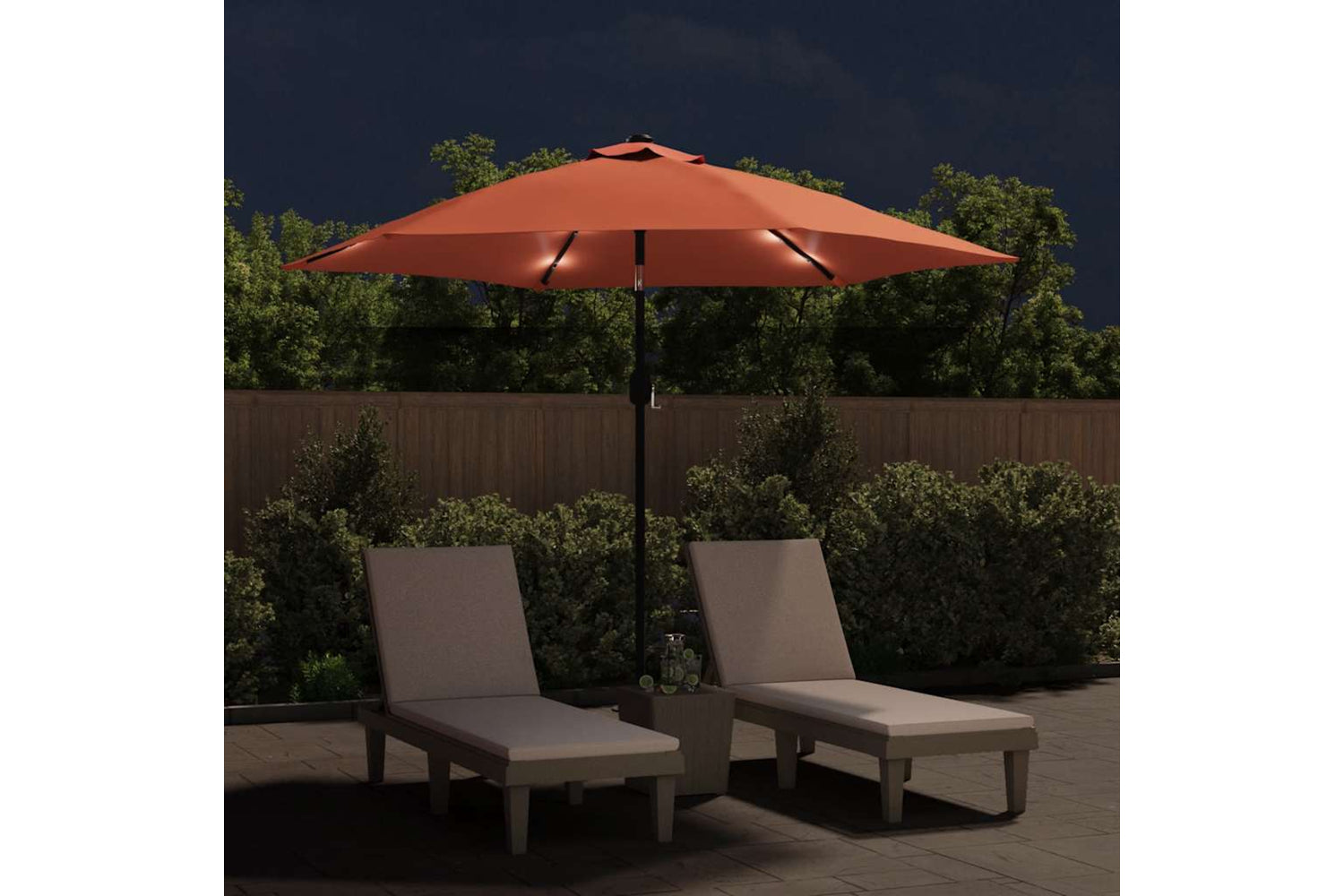 Vidaxl 313757 Outdoor Parasol With Led Lights And Steel Pole 300 Cm Terracotta-2