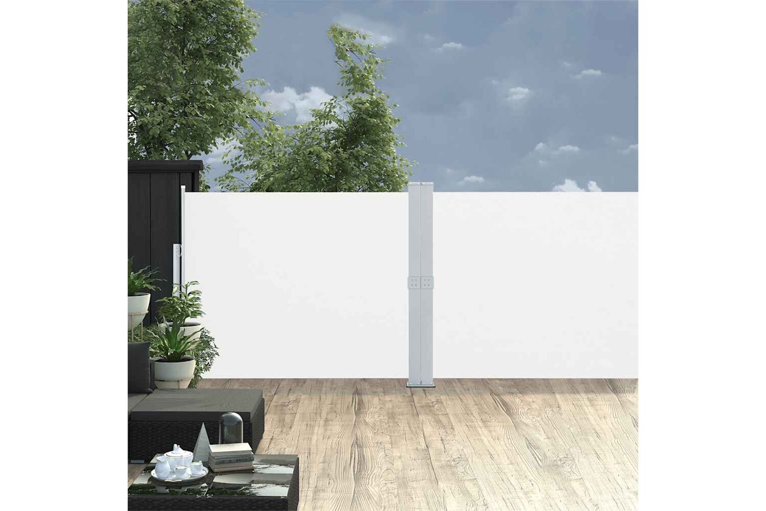 vidaXL 313388 Patio Retractable Side Awning 140x1200cm Cream-2