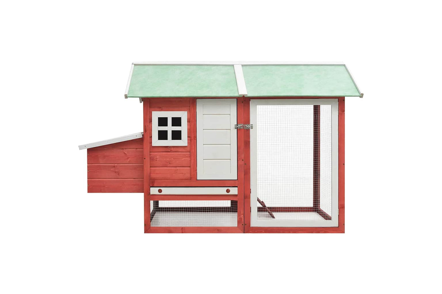 vidaXL 170863 Chicken Cage Red 170x81x110cm Solid Pine & Fir Wood-2