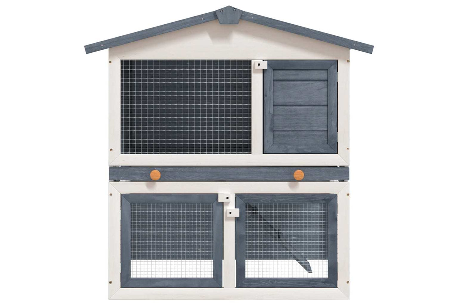 vidaXL 170837 Outdoor Rabbit Hutch 3 Doors Grey Wood-2