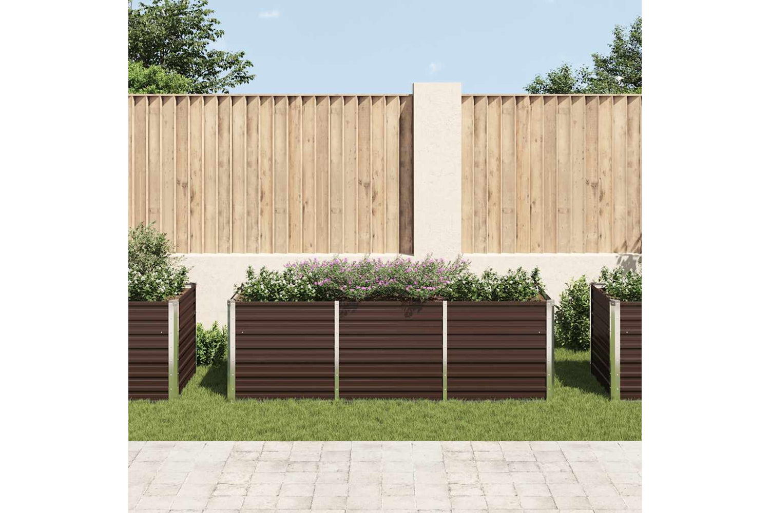 vidaXL 45713 Garden Raised Bed Brown 240x80x77cm Galvanised Steel-2