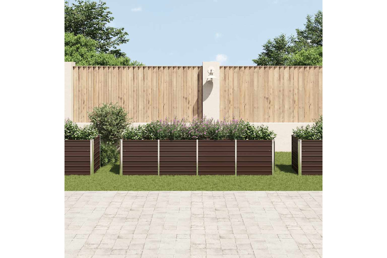 vidaXL 45715 Garden Raised Bed Brown 320x80x77cm Galvanised Steel-2