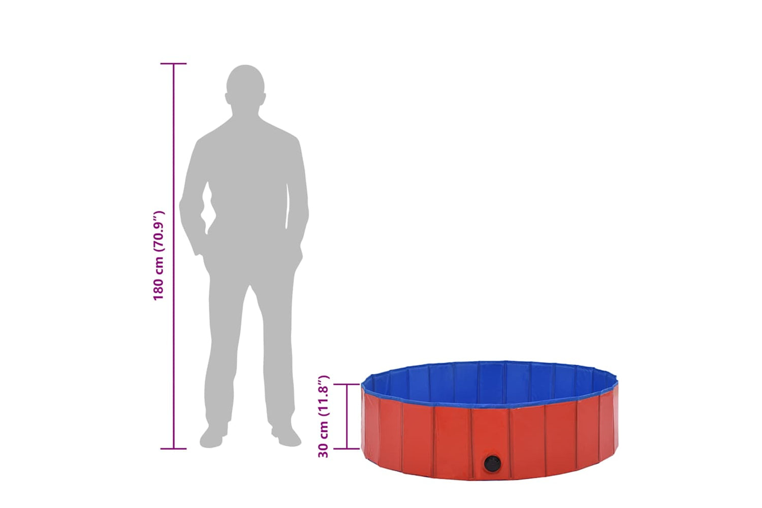 vidaXL 170823 Foldable Dog Swimming Pool Red 120x30cm Pvc-8