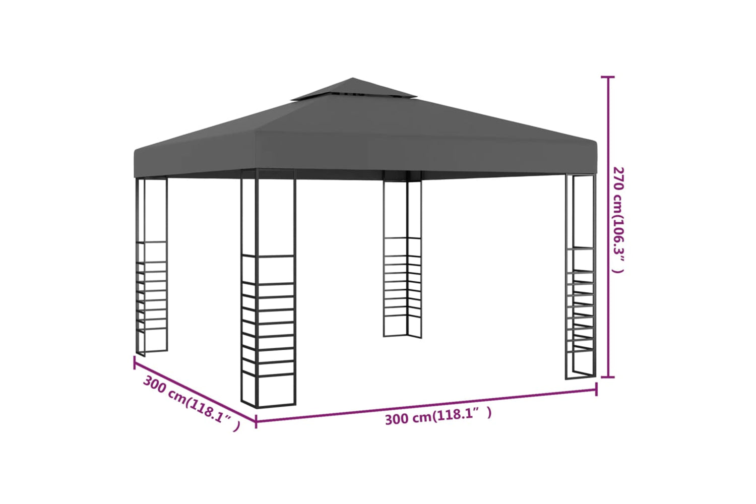 Vidaxl 48034 Garden Marquee 3x3 M Anthracite-5