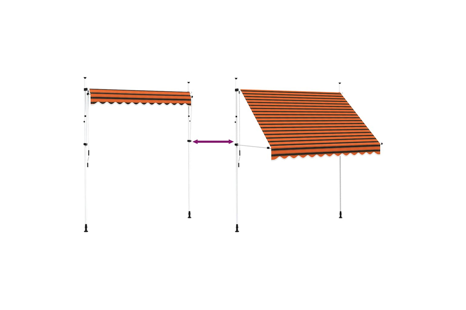 vidaXL 145837 Manual Retractable Awning 250cm Orange And Brown-5