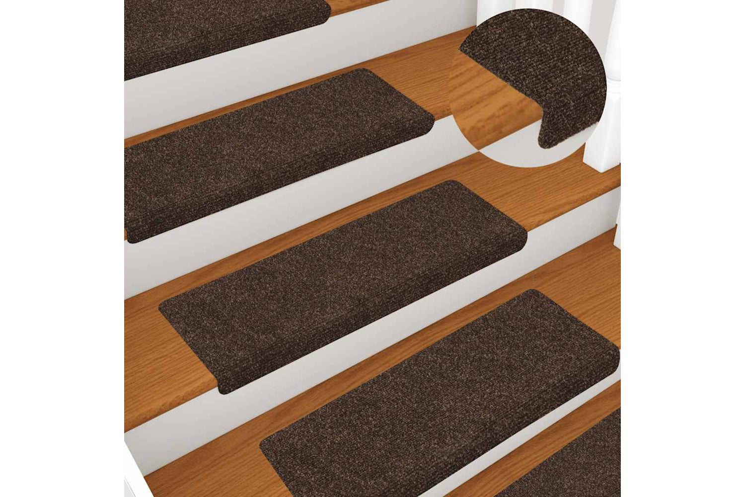 vidaXL 326188 Stair Mats 15 Pcs Needle Punch 65x21x4cm Brown-5