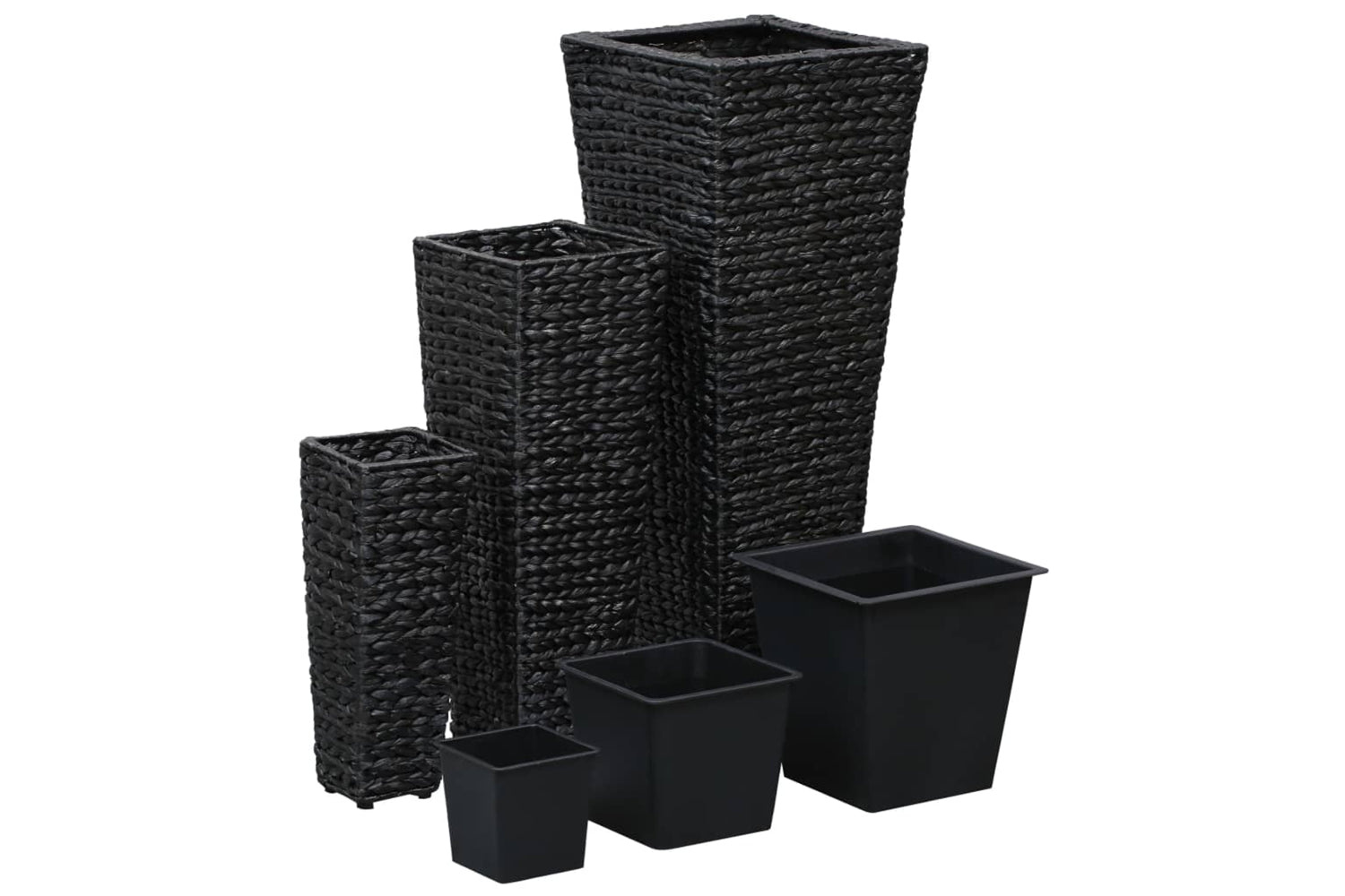 Vidaxl Raised Beds 3 Pcs Water Hyacinth Black-2