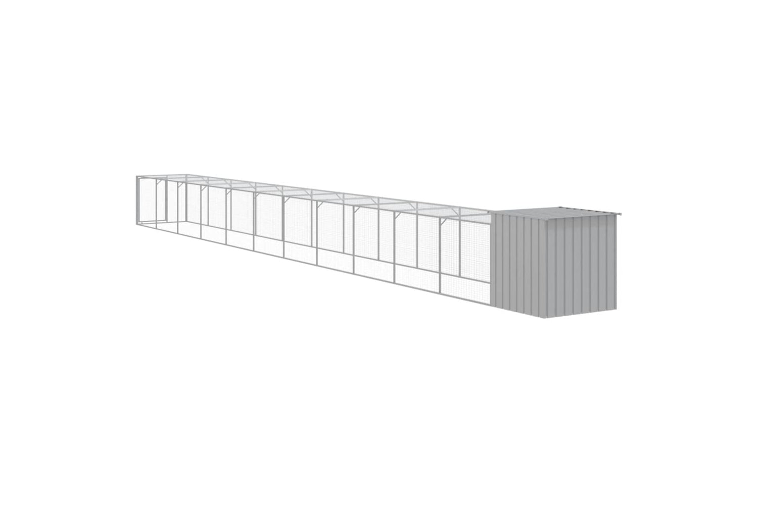 vidaXL 3189098 Chicken Cage With Run Light Grey 110x1221x110cm Galvanised Steel-4