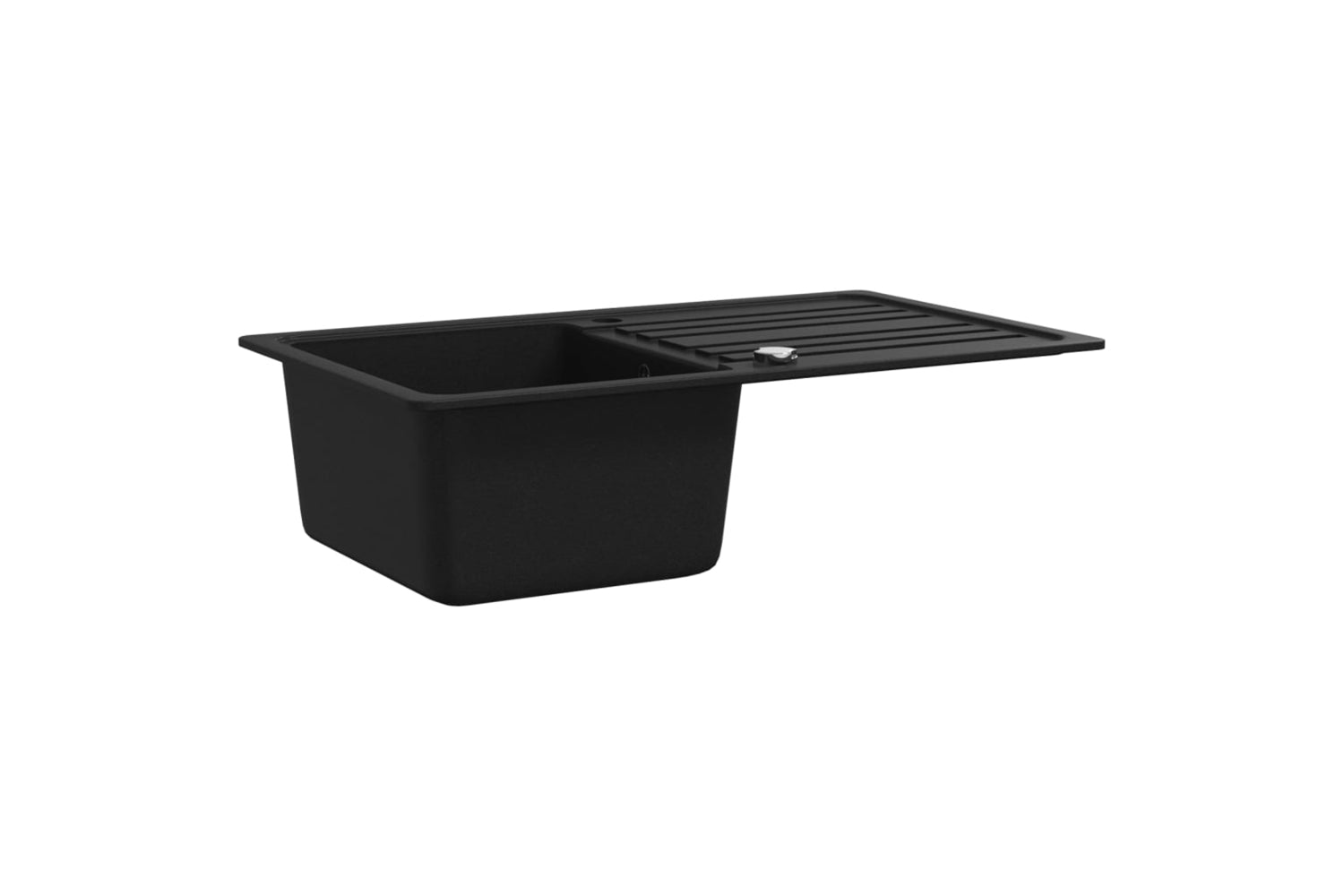 Vidaxl Granite Kitchen Sink Single Basin With Drainer Reversible Black-3
