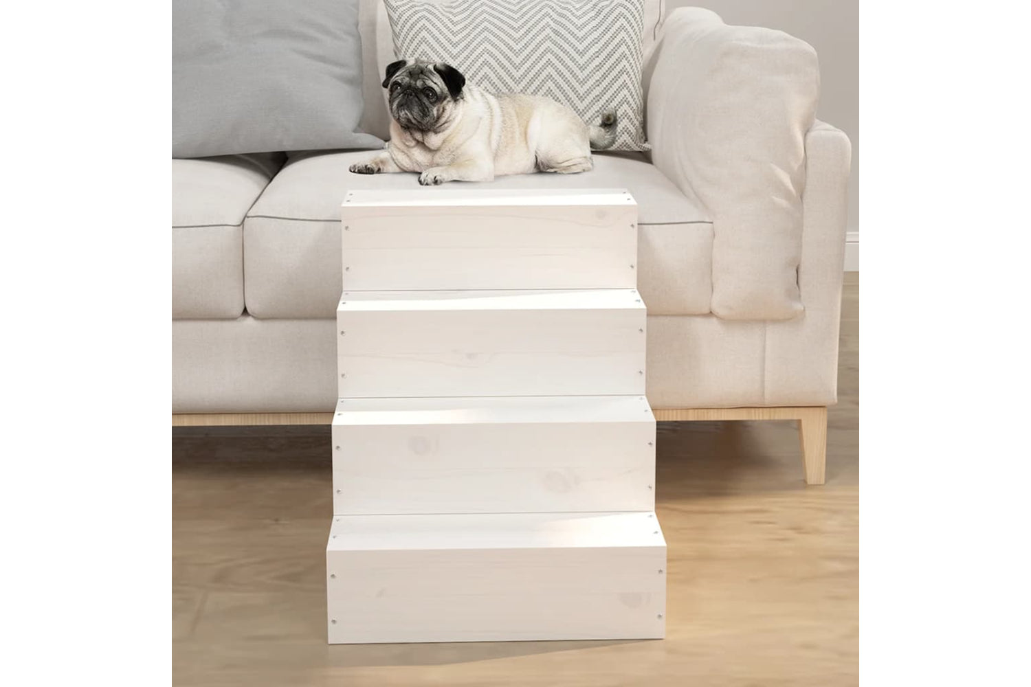 vidaXL 822467 Pet Stair White 40x49x47cm Solid Wood Pine-2