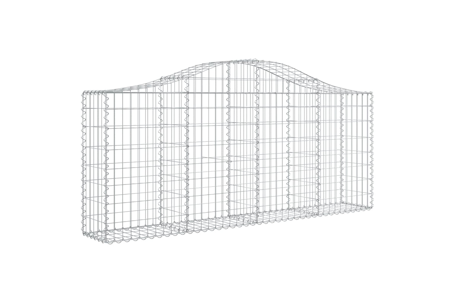 vidaXL 3145416 Arched Gabion Baskets 9 Pcs 200x30x80/100cm Galvanised Iron-2