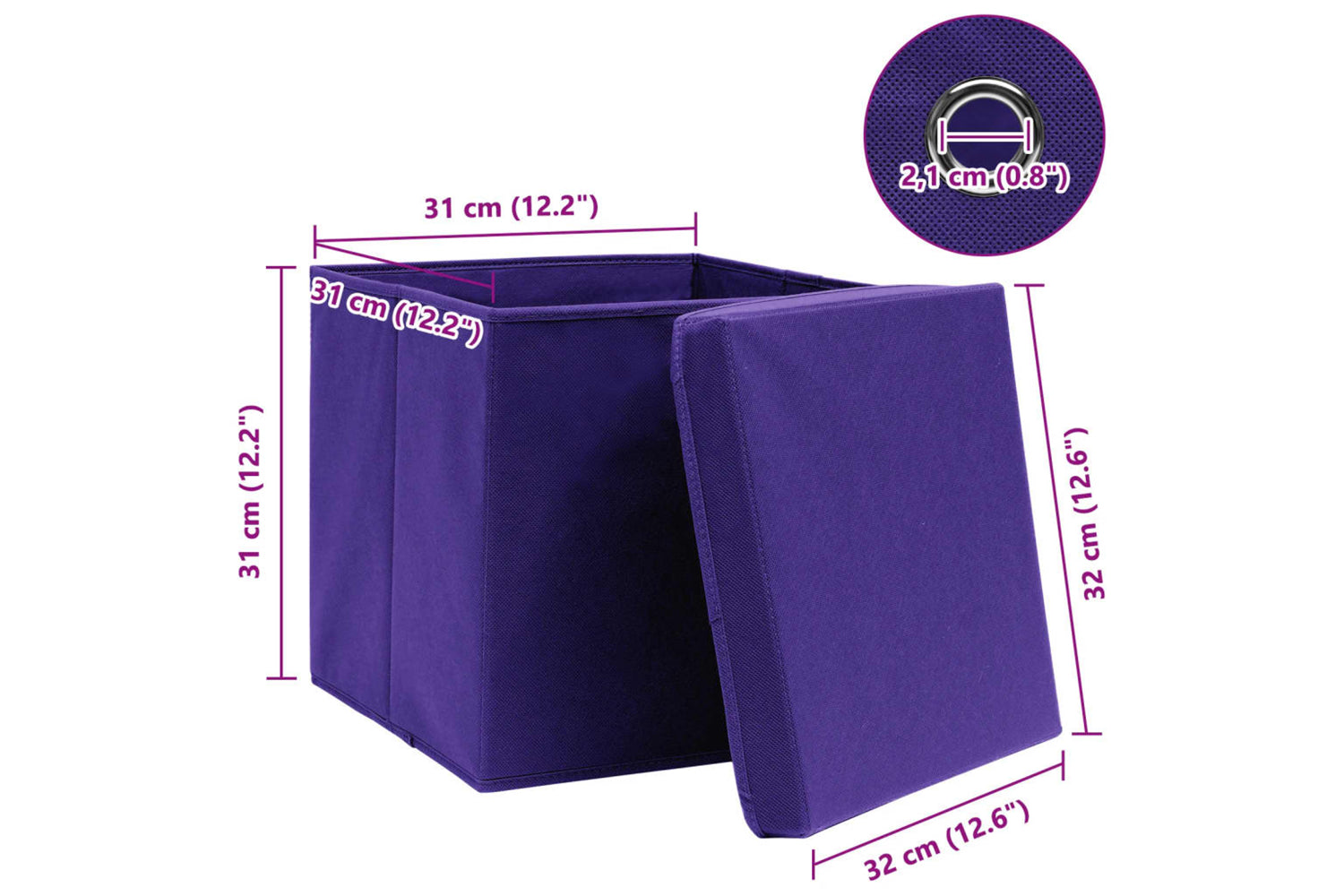 Vidaxl 288356 Storage Boxes With Lids 10 Pcs Purple 32x32x32 Cm Fabric-6